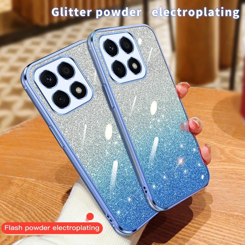 Custodia Placcata 6D Per Huawei Honor X8A Protezione In Silicone Glitterato Copertura Completa Del Telefono Della Fotocamera Honorx8A Crt-Lx1 Crt-Lx2 