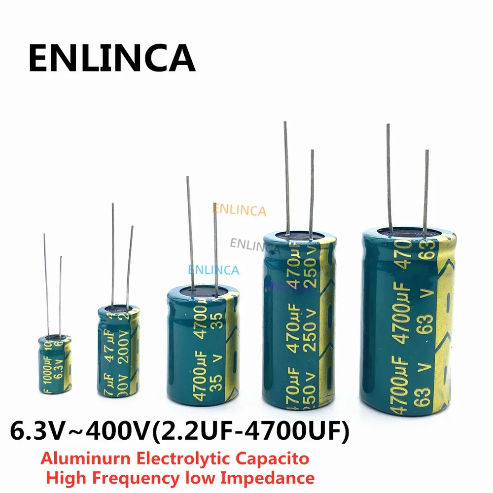 Aluminum capacitor 100UF 220UF 330UF 470UF 680UF 1000UF 1500UF 10V 16V 25V 35V 50V 400V high frequency low ESR tolerance 20%