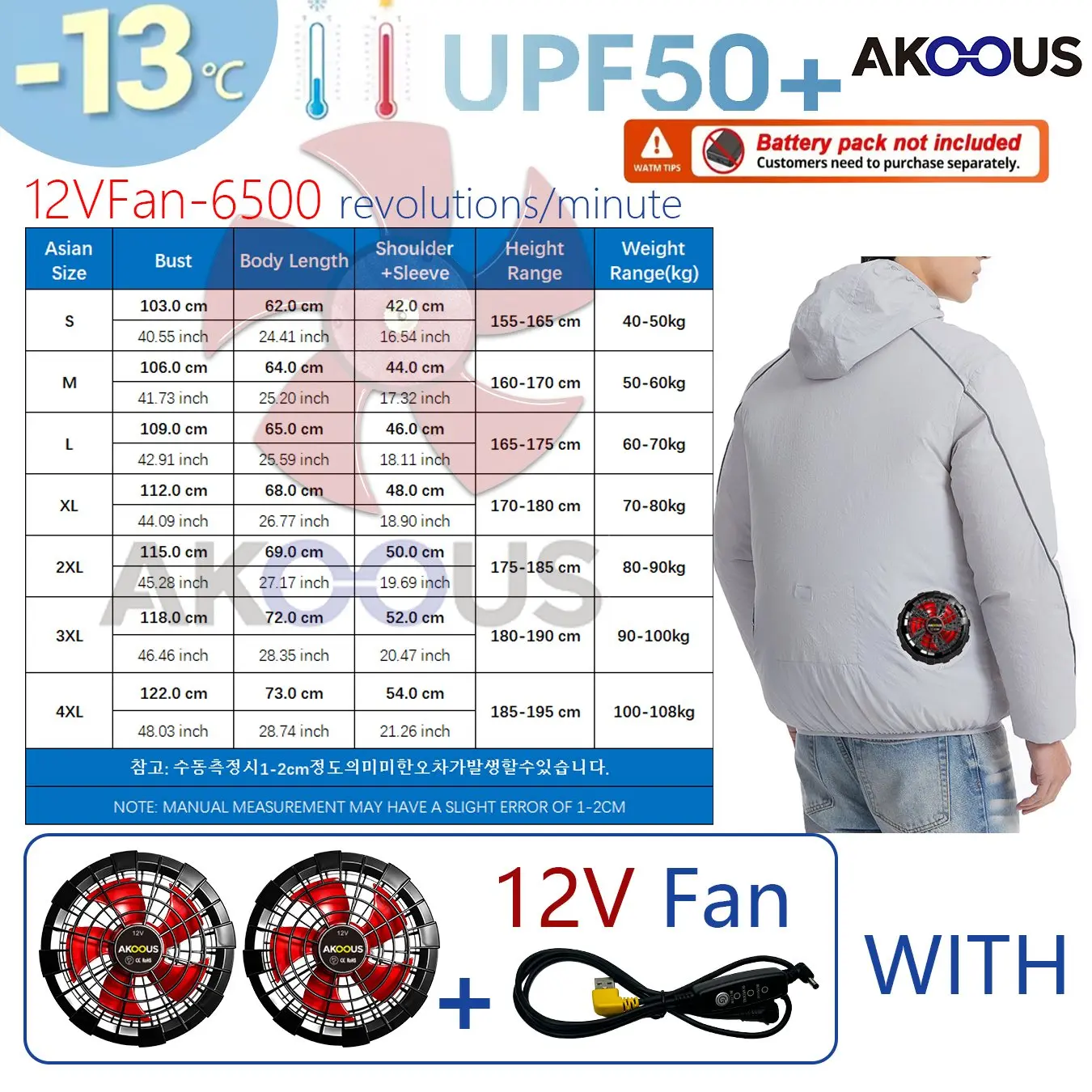 12V/5V USB 듀얼 팬 냉각 에어컨 재킷, 경량 후드형 자외선 차단 코트, 통기성 야외 낚시 사이클링 C