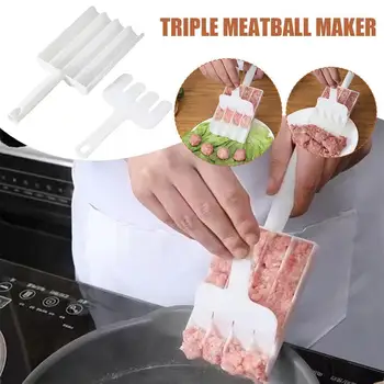 Juego de fabricación de albóndigas de carne de arroz Triple, herramientas de cocina creativas, máquina de cocina de pescado, utensilios de bolas de ternera 1