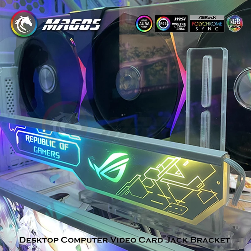 Customzable Suporte Mod Gpu 4090 3090 Placa de Vídeo Jack Bracket Suporte 5v 3pin Argb Sync 3080 3070 Decoração do Gabinete Gamer - Imagem 6