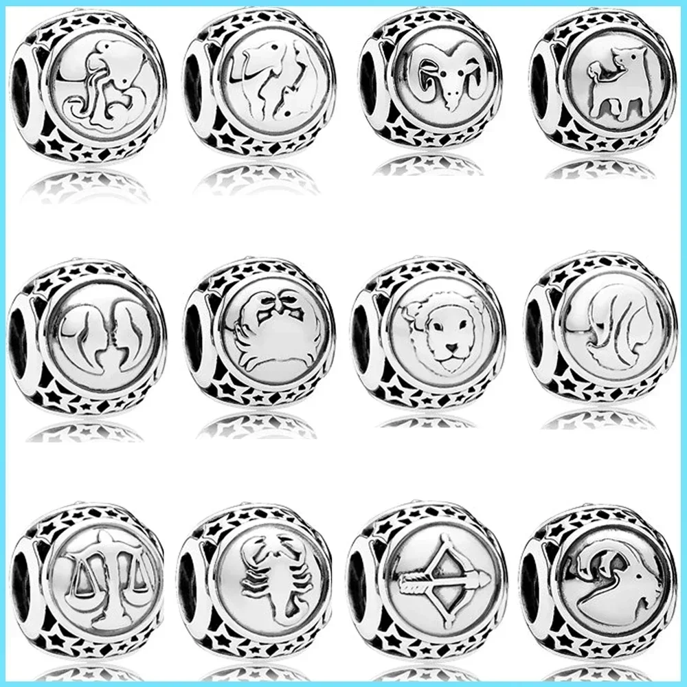 

Panjia 925 Sterling Silver Gemini Sagittarius Water Bottle Bracelet Twelve Constellation Bracelet Charm DIY Pendant