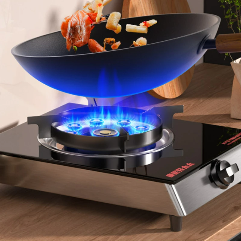 Thickened Magnetic Stainless Steel Panel Gas Stove Household Old-fashioned Gas Cooktop Desktop High Fire Liquefied Single Stove 4