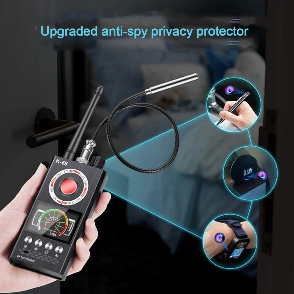K68 Anti Spy Wireless RF Signal Detector Bug GSM GPS Tracker Hidden Camera Eavesdropping Device Military Professional Version