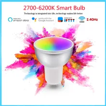 

GU10 Spotlight WiFi Smart Light Bulb 5w RGB+CW 2700-6500K Smart Bulb App Remote Control RGB Light Lamp For Alexa Google Home