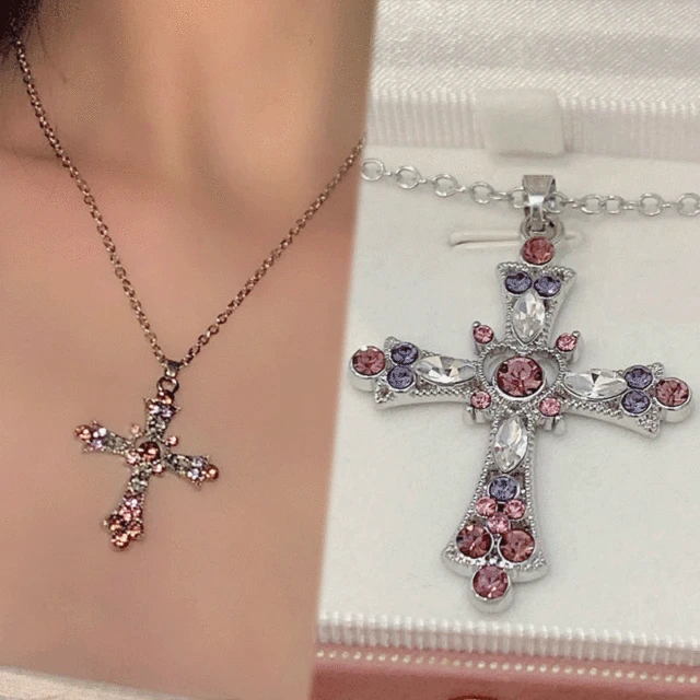 Y2k Punk Crystal Cross Pendant Necklace For Women Men Gothic Clavicle Chain  Choker Necklaces Aesthetic Jewelry Bijoux Party Gift | Fruugo MY