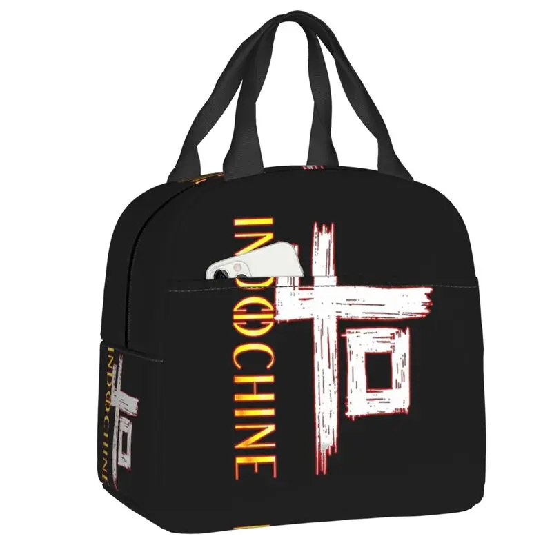 

Indochine Logo Trending Classic Thermal Insulated Lunch Bag Women Pop Rock Portable Lunch Tote for School Multifunction Food Box