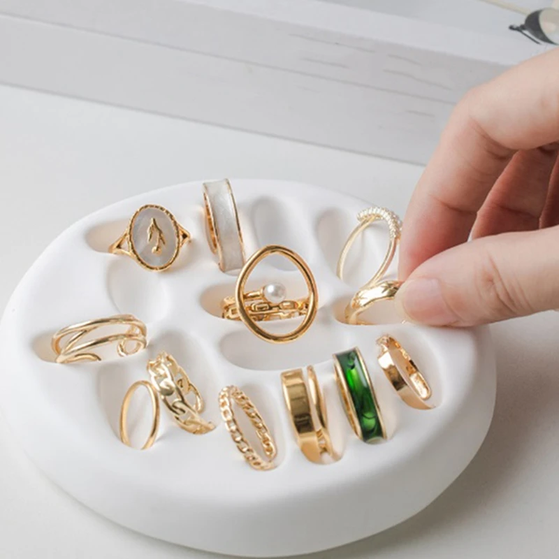Mini Ring Holder Tray Multi Slots Decor Rings Display Stand Bedroom Living Room Jewelry Storage Tray Girls Birthday Gift 5