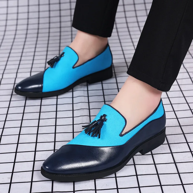 Spring & Autumn Pointed Toe Men Shoes Fashion PU Leather Shoes Dress Business Formal Casual Large Size 38-48