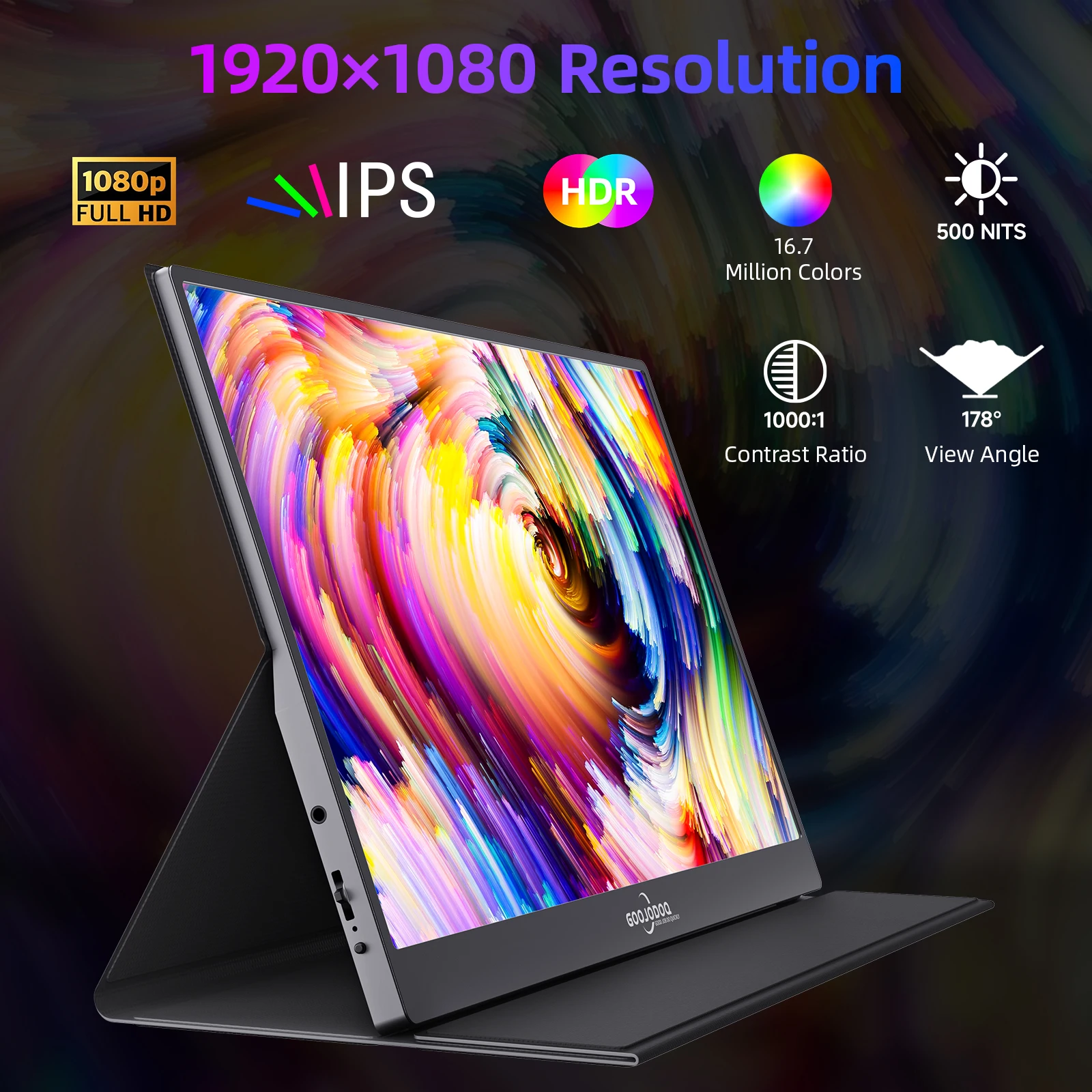 GOOJODOQ GJ20 ޴  15.6 ġ IPS HDR 1920X1080 FHD ̹   Ʈ ǻ ޴  Xbox PS5 PS4 ġ