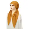 Solid Color Muslim Hijab Pre-Tied Turban Hat Women Long Tail Bonnet Chemo Cap Hair Loss Head Scarf Wrap Beanies Turbante Mujer 4
