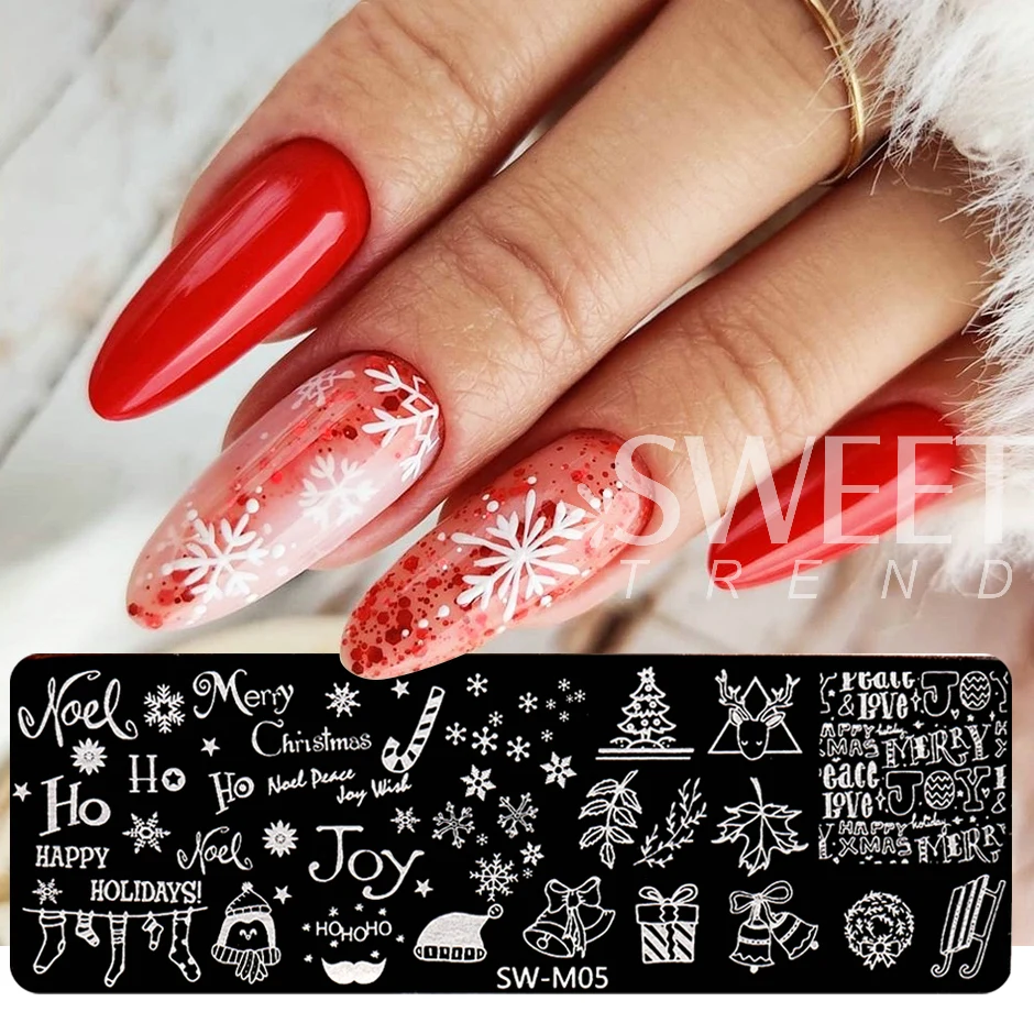  6Pcs Christmas Nail Stamping Plates,Winter Holiday