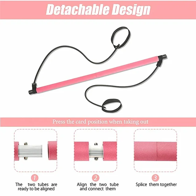Portable Yoga Pilates Bar Stick with Resistance Band Home Gym Muscle Toning Bar Fitness Stretching Sports Body Workout Exercise 3
