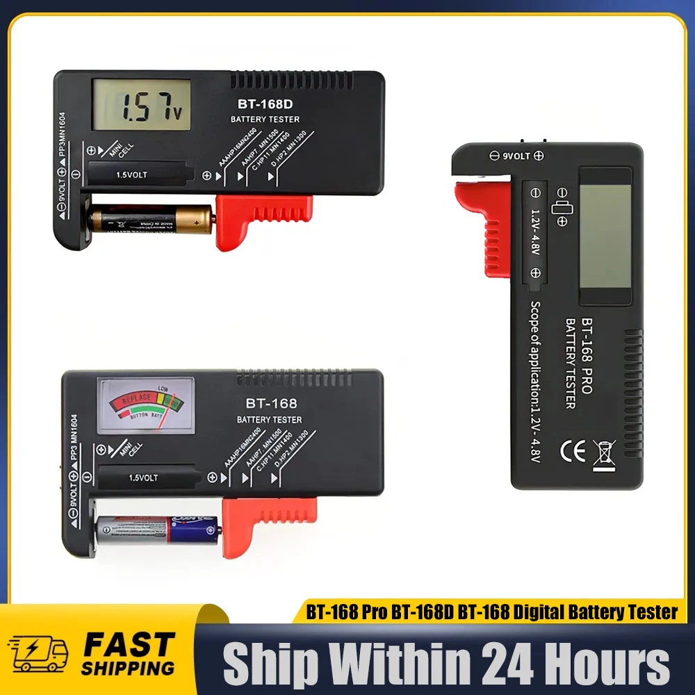METEESER BT168D Batterietester – Für AA, AAA, C, D, 9V & Knopfzellen, Mit Versand