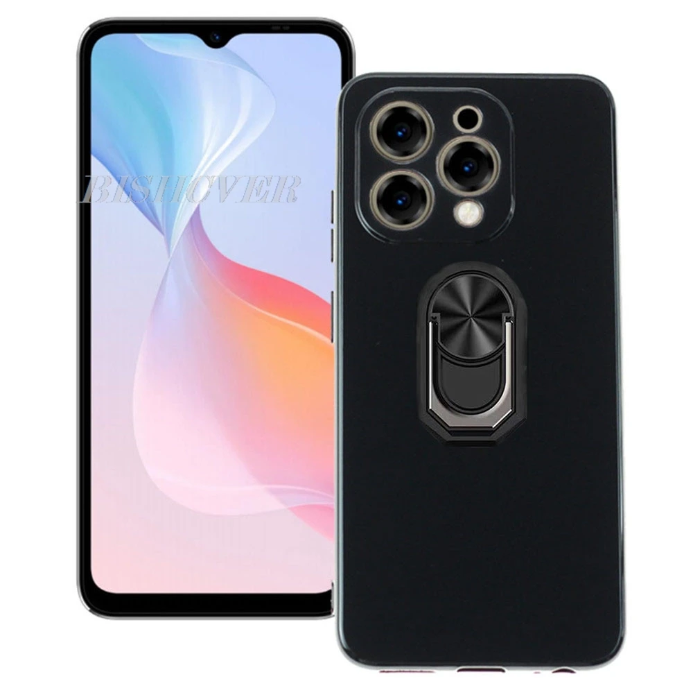 Enhanced Protective Phone Case with Ring Holder Bracket - Soft Silicone TPU Cover, 6.7