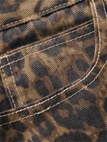 Leopard Print Jeans for Women High Waisted Y2k Retro Fashion Streetwear Denim Pants Hip Hop Straight Wide Leg Baggy Jeans - Image 4