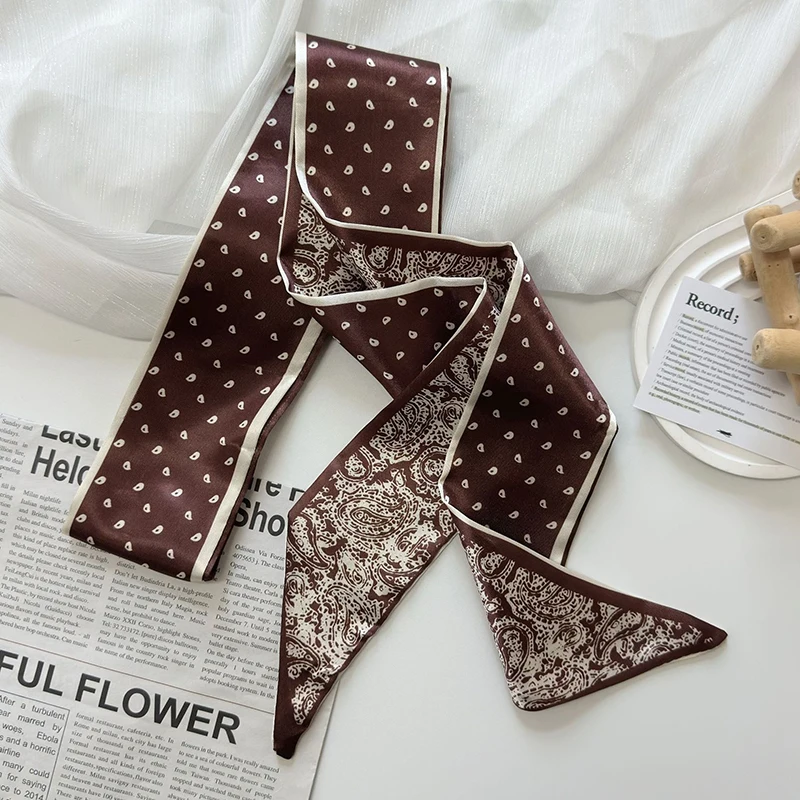 Sommer Neues Schwarzes Schal-Design mit Elefantenmotiv für Damen, aus Twill-Seide, langes Band zum Binden von Taschengriffen, Haarband, Halstuch – Detail 15