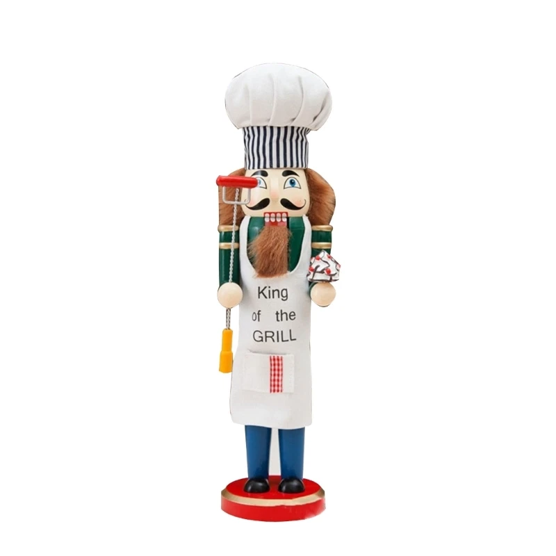 

38cm Chef Nutcrackers Puppet Wood Hand Painted Christmas Soldier Figurine Ornaments Kitchen Home Decorations New Year