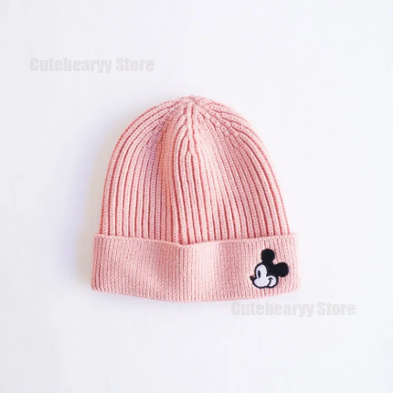 Disney Mickey Mouse Cartoon Embroidery Baby Hat Soft Warm Kids Boys Girls Cap Beanie Autumn Winter Knitted Children Hat gorras