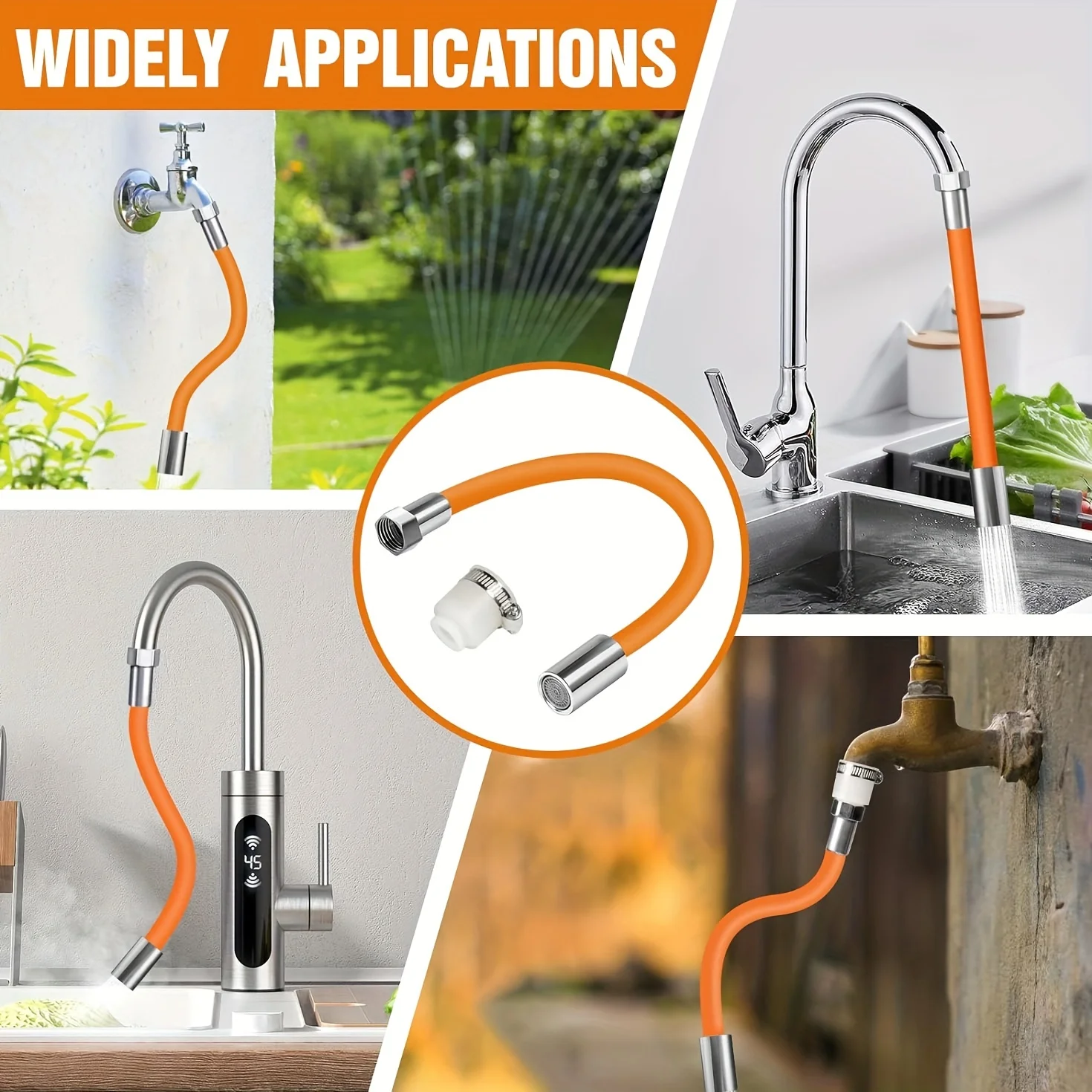 Flexible 360&deg; rotatable faucet extender universal fit for Bathroom Kitchen And Garden Taps durable and splash-proof hose faucet extender