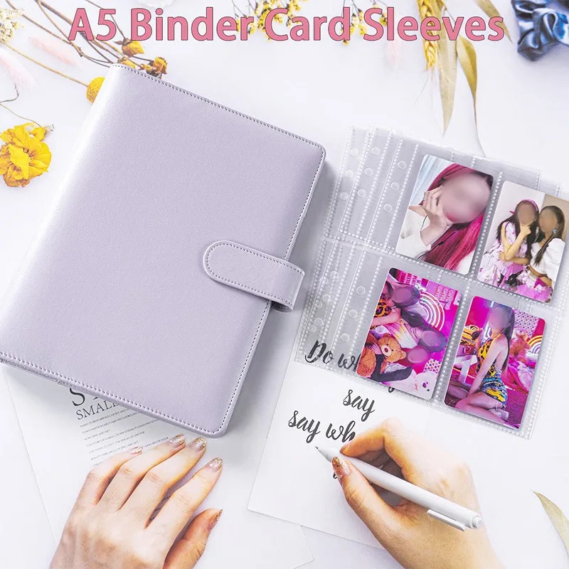 Candy Farbe A5 PU PVC Binder Fotokarten Abdeckung Nette Kpop Lose-blatt Sammeln Buch Foto Karten Album Lagerung Buch schreibwaren – Detail 7