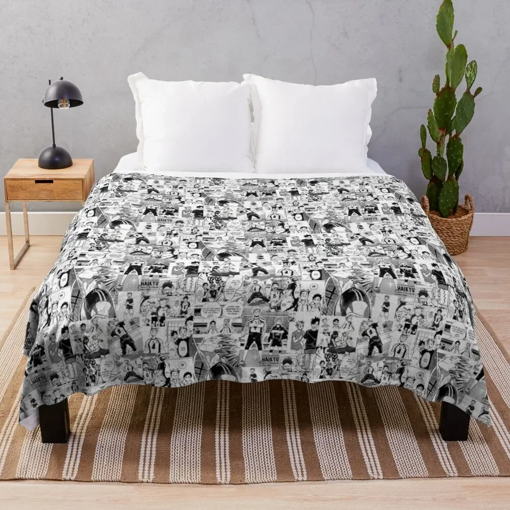 

Bokuto manga collage Throw Blanket Thin Soft Plaid Plaid Blankets