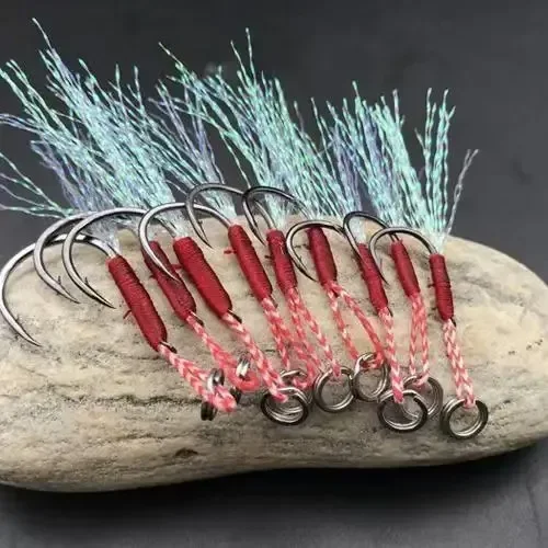 30/60 stücke Langsam Jigging Angeln Cast Jigs Unterstützen Haken Stacheldraht Einzel Jig Haken Gewinde Feder Pesca High Carbon Stahl angeln Locken – Detail 2
