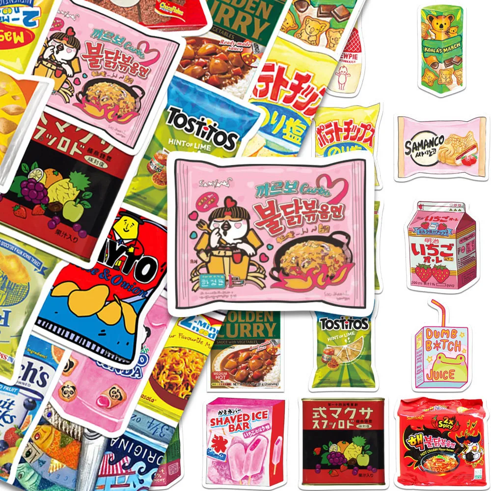 50 Stück Snack-Cartoon-Graffiti-Aufkleber – Dekor für Gitarre, Notebook, Handyhülle und GepäckaufnahmenYourLife Store – Detail 7