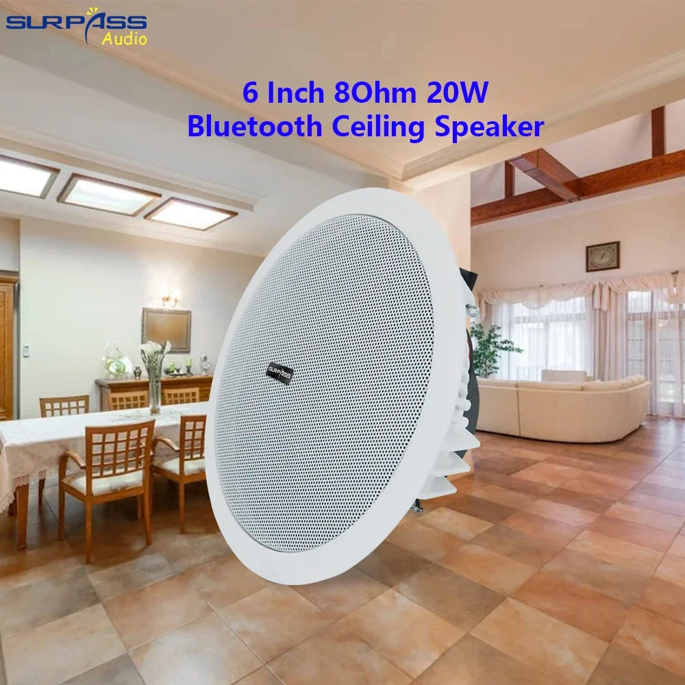 

Home 6 Inch 20W Bluetooth-compatible Ceiling Speaker Built in Digital Class D Amplifier Active Audio Speaker ABS Material Indoor