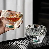 1PC 50ML Shot Glasses Diamond Faceted Double Bottom Crystal Glass Cup for Whiskey Espresso Tea Cup Bar Light Luxury Drinkware 5