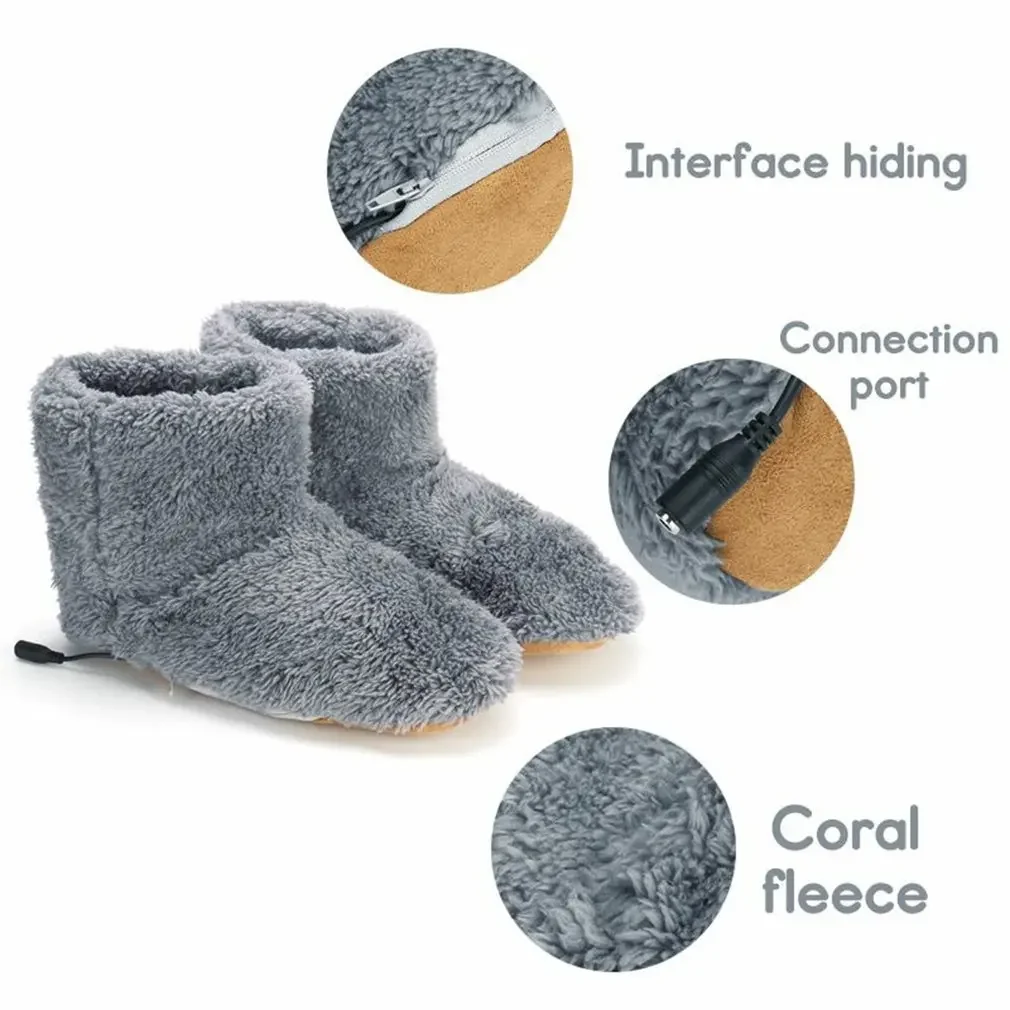 1 Pair Electric Heating Shoes USB Men Women Winter Warm Snow Boots Electric Heating Shoes