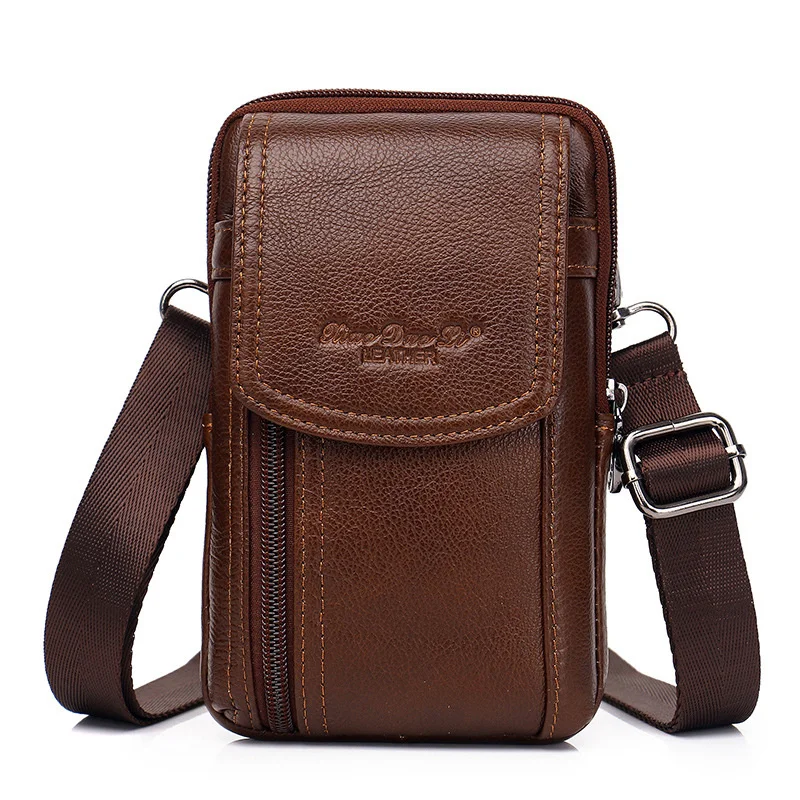 

Leather Mini Crossbody One Shoulder Bag 5.5/6-inch Mobile Phone Waistpack Wearing Belt Cowhide Multifunctional Bag