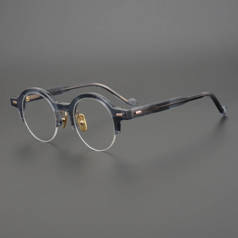 

High Quality Retro Acetate Glasses Frame Men Round Handmade Optical Eyewear Myopia Reading Women Prescription Eyeglasses