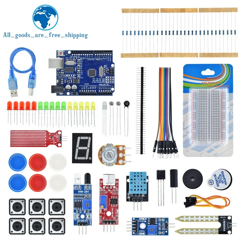 TZT Basic Starter Kit for Arduino Uno Set R3 DIY Kit – R3 Board / Breadboard + Retail Box