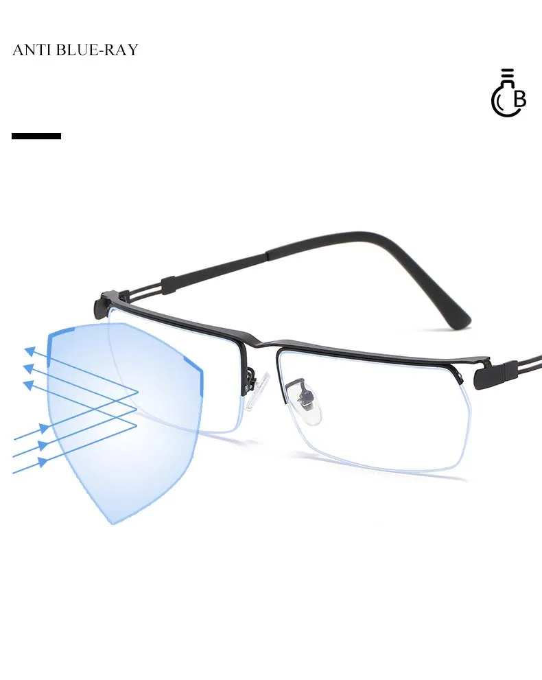 2/3PCS Neue Halb Rahmen Hängen Draht Hd Anti Blau Licht Ultra Licht Business Komfortable Einfache Presbyopie gläser 3879 – Detail 3