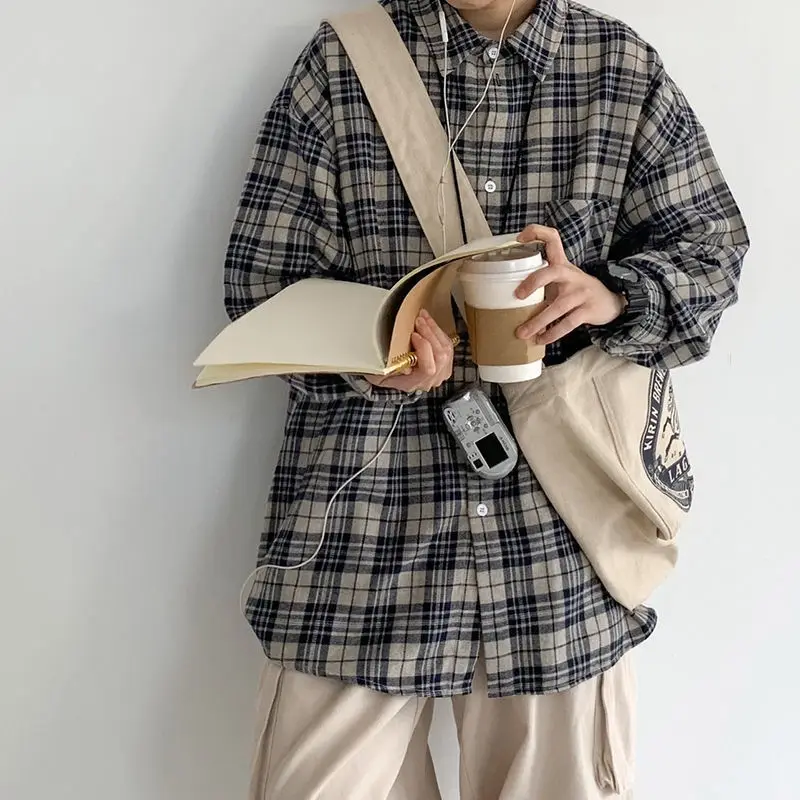 

2022 New Men's Casual Plaid Tops Comfortable Special Design Long Sleeve Loose Easy-care Shirts High Quality Cotton Shirts Y87