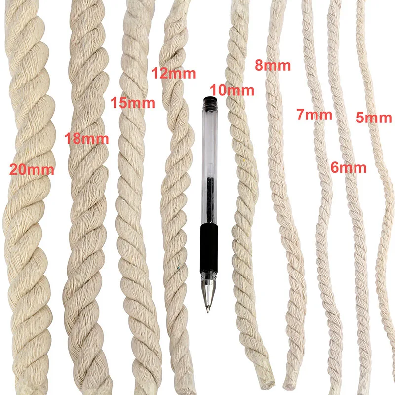 Twisted Cord Cotton Rope 5mm/6mm/7mm/8mm/9mm/10mm/12mm/15mm/18mm/20mm DIY Craft Home Textile Accessories 1KG cotton rope