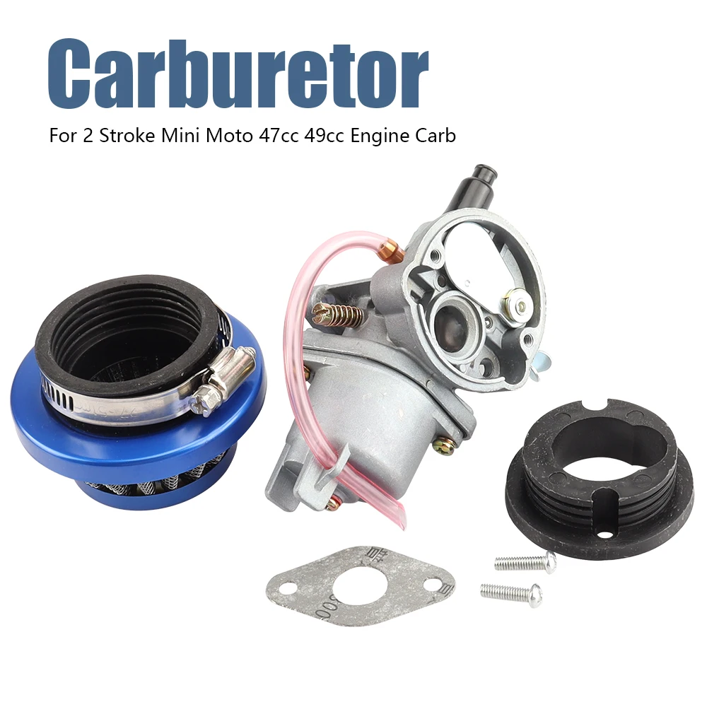 Motorcycle Carburetor+Air Filter Stack For 2 Stroke Pocket Bike 47cc 49cc Engine Parts Mini Moto Kids ATV Quad Go Kart Minimoto