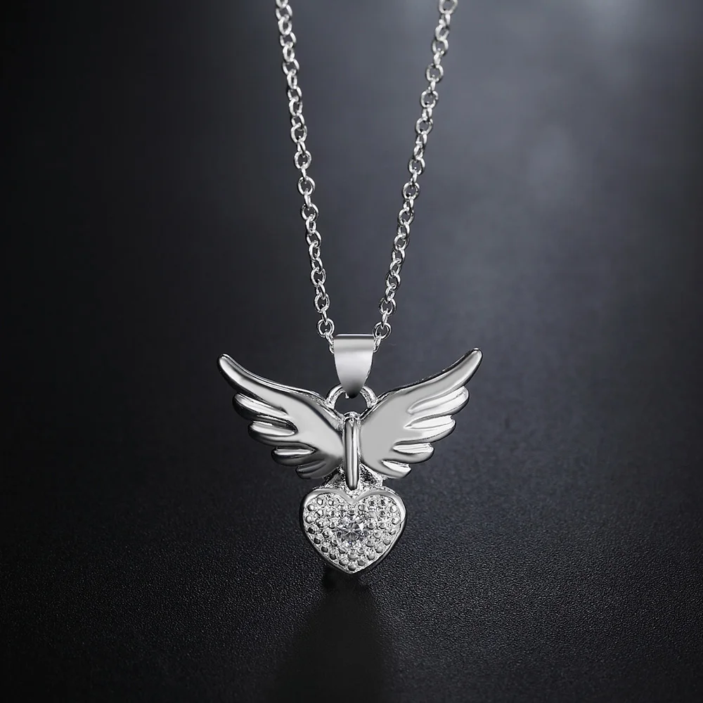 925 Silver|925 Sterling Silver Heart & Key Pendant Necklace