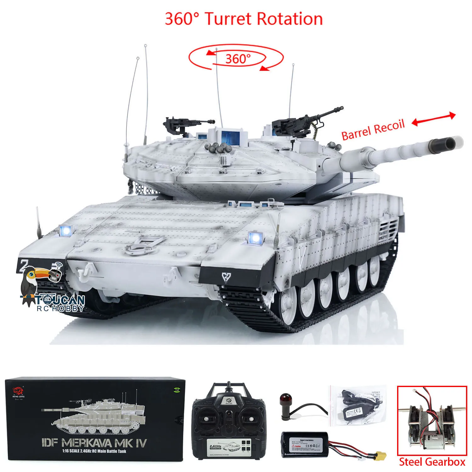 Gifts 3958 1/16 Heng Long RC Tank IDF Merkava MK IV Metal Driving Gearbox Tanks Cars Toys Radio Control Panzer Model TH23439 2