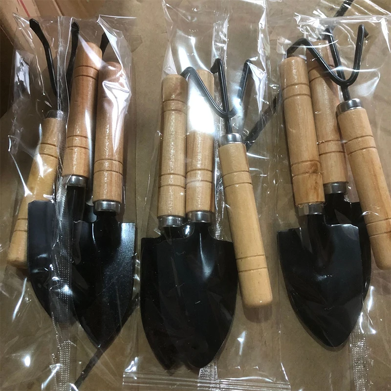 Mini Garden Shovel Rake, Bonsai Tools for Flowers Potted Vegetables Digging Weeding Tools, Wooden Handle, Plant Horticulture Set 3