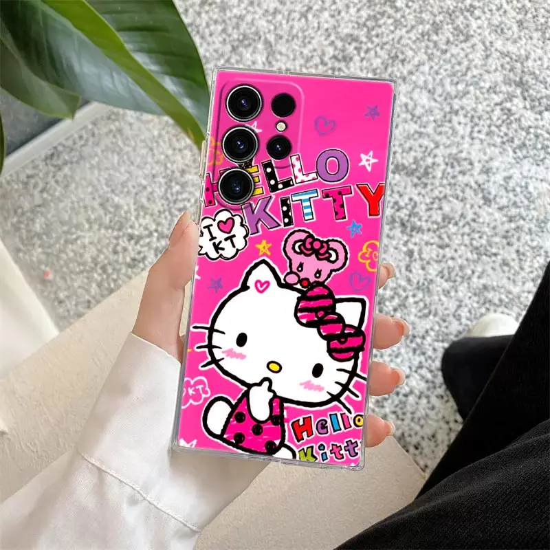 thumbnail image 1 of Funda de teléfono con dibujos animados de Hello Kitty, carcasa transparente para Samsung S24, S23 Ultra, S22, S20 Plus, S21 FE, Galaxy S24Ultra, S235G, 1 of 5