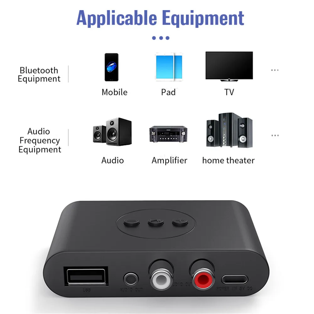 NFC Bluetooth 5.0 Audio Receiver Wireless Stereo Music Adapter RCA 3.5mm Car Hands-free with Mic Support U Disk Music Play