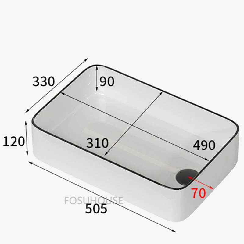 Modern Ceramics Bathroom Sink Bathroom Fixture Hotel Washbasin Light Luxury White for Balcony Countertop Sink Bathroom Sink