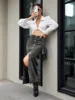 Benuynffy American Streetwear Button Front Denim Skirt Women's Autumn New Retro Fashion High Waist Straight Jean Long Skirts 3