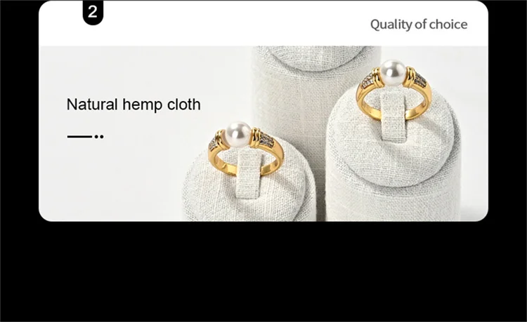 WoodTen 3PCS Set Rings Display Rack Jewelry Display Stand Microfiber Pearl Ring Jade Earring Counter Display Stand Ring Holder