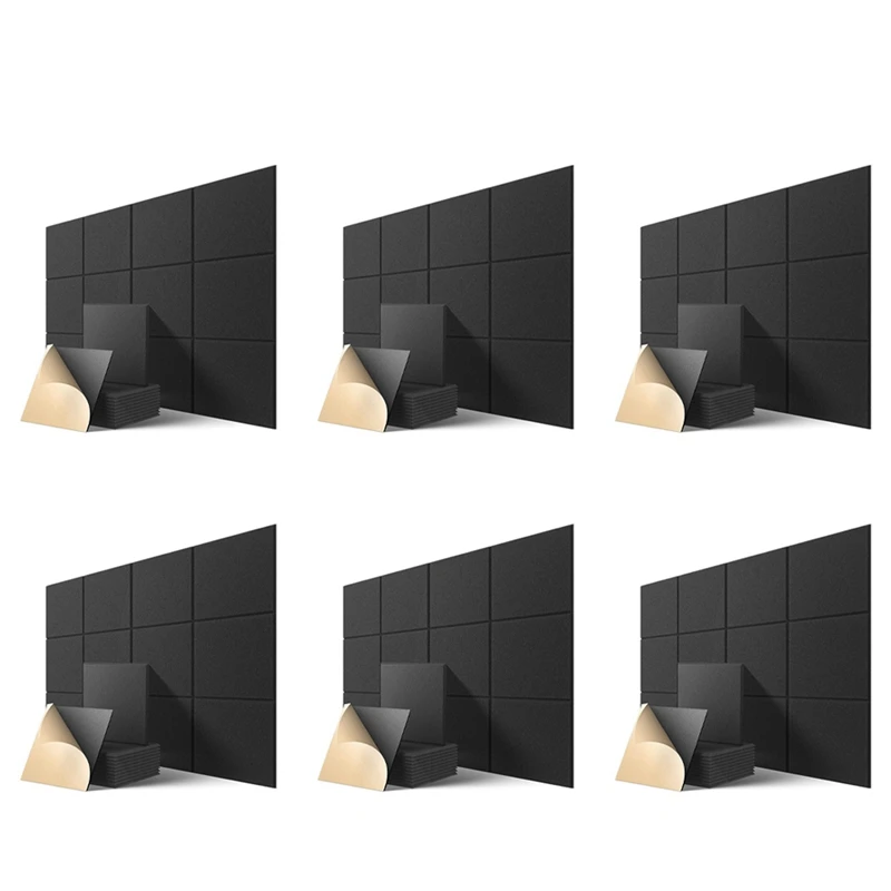 

Self-Adhesive Acoustic Panels 72 Pack,12 X 12 X 0.4 Inch Sound Proof Padding,Sound Absorbing Panel For Home ,Black