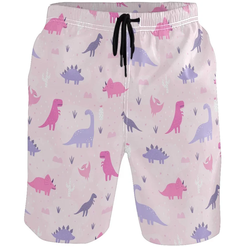 

Cartoon 3d Printed Animal Beach Shorts Colorful Ducks Dinosaur Pattern Swim Trunks Men Kids Short Pants Quick Dry Board Shorts