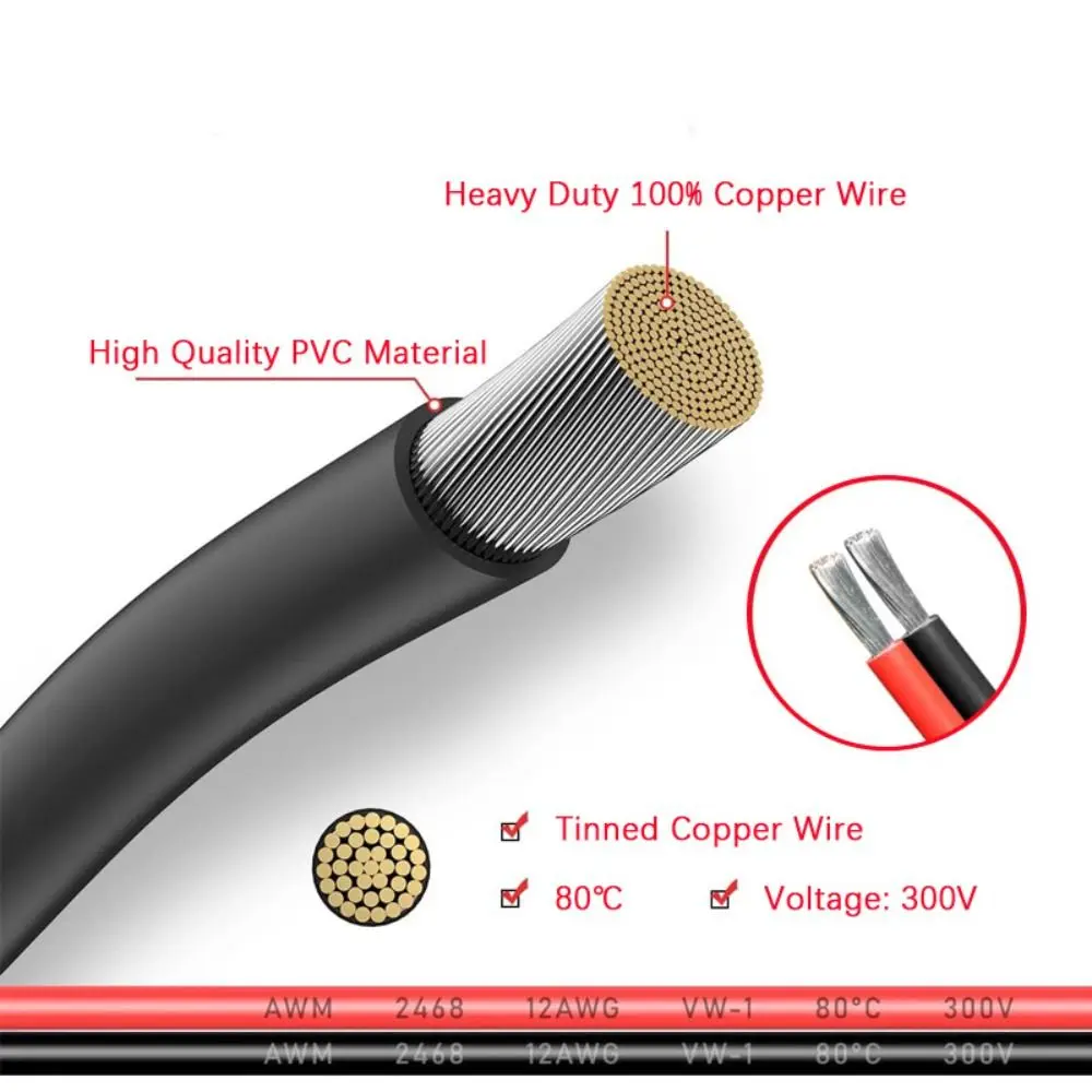 12AWG 태양광 연장 케이블 내후성 30A 태양광 패널 커넥터 고전류 발전소 커넥터 태양광 발전기