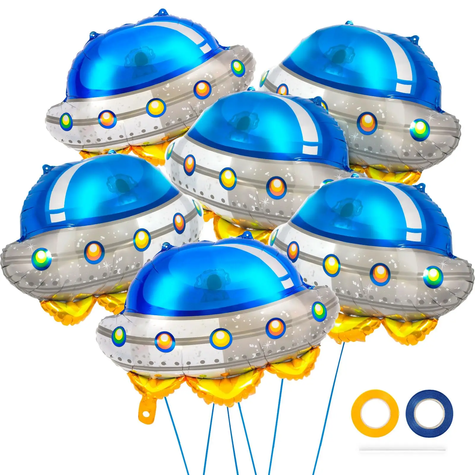 6 Stück 26 Zoll Alien Luftballons UFO Raumschiff Aluminiumfolie Luftballons Raum Universum Thema Geburtstag Party Dekoration Luftballons